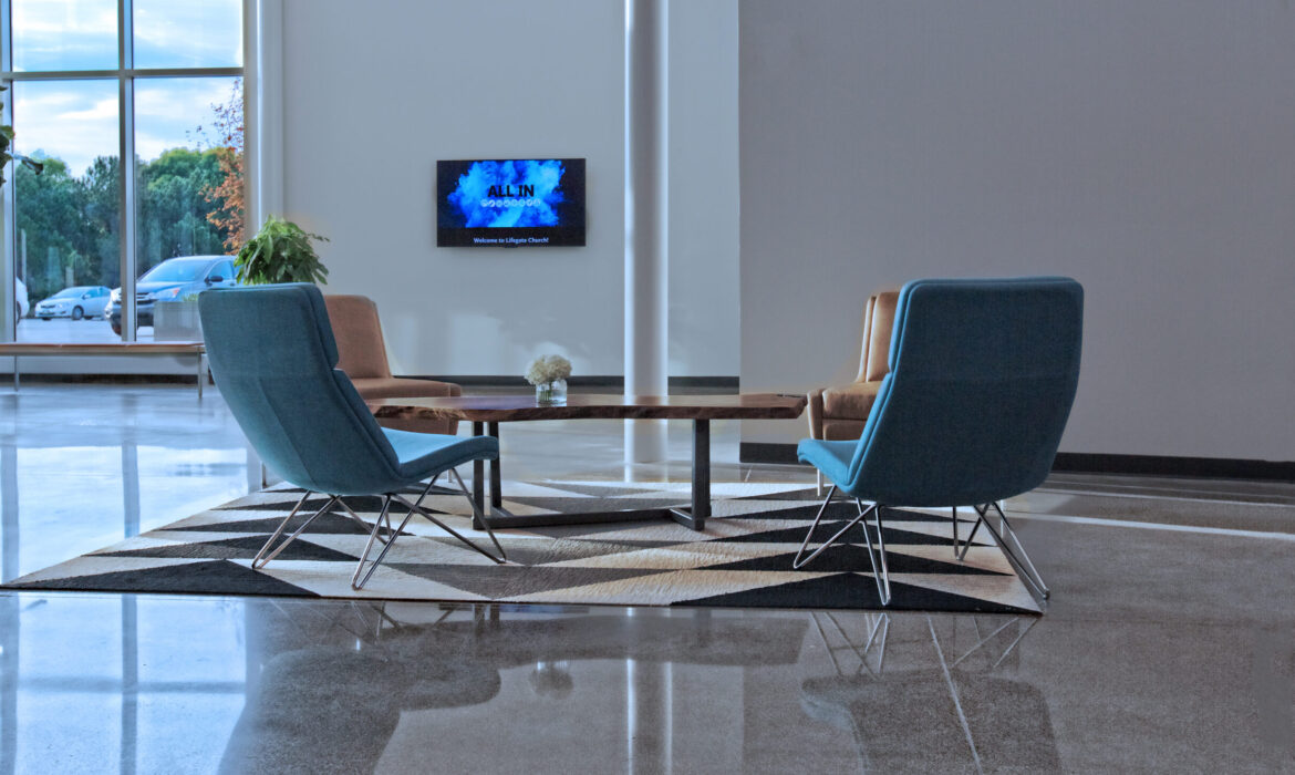 Lifegate Church lobby seating area